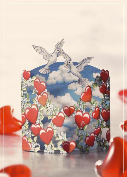 Hearts and doves - Romantic greeting card